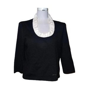 St. John Evening by Marie Gray Black & Cream Knit Sweater Size 8